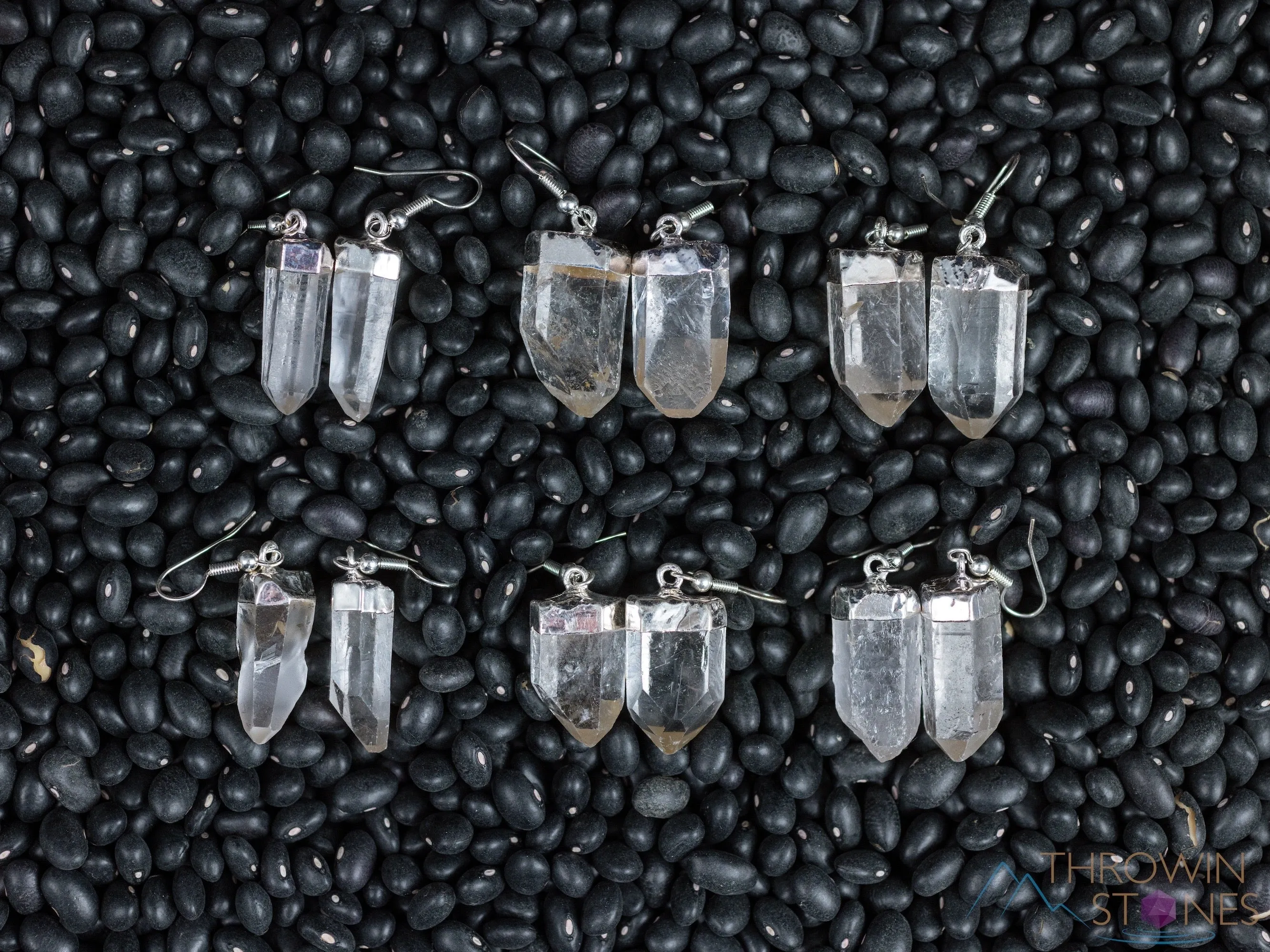 Raw CLEAR QUARTZ Crystal Earrings - Silver - Raw Gemstone Earrings, Dangle Earrings, Handmade Jewelry, E0260