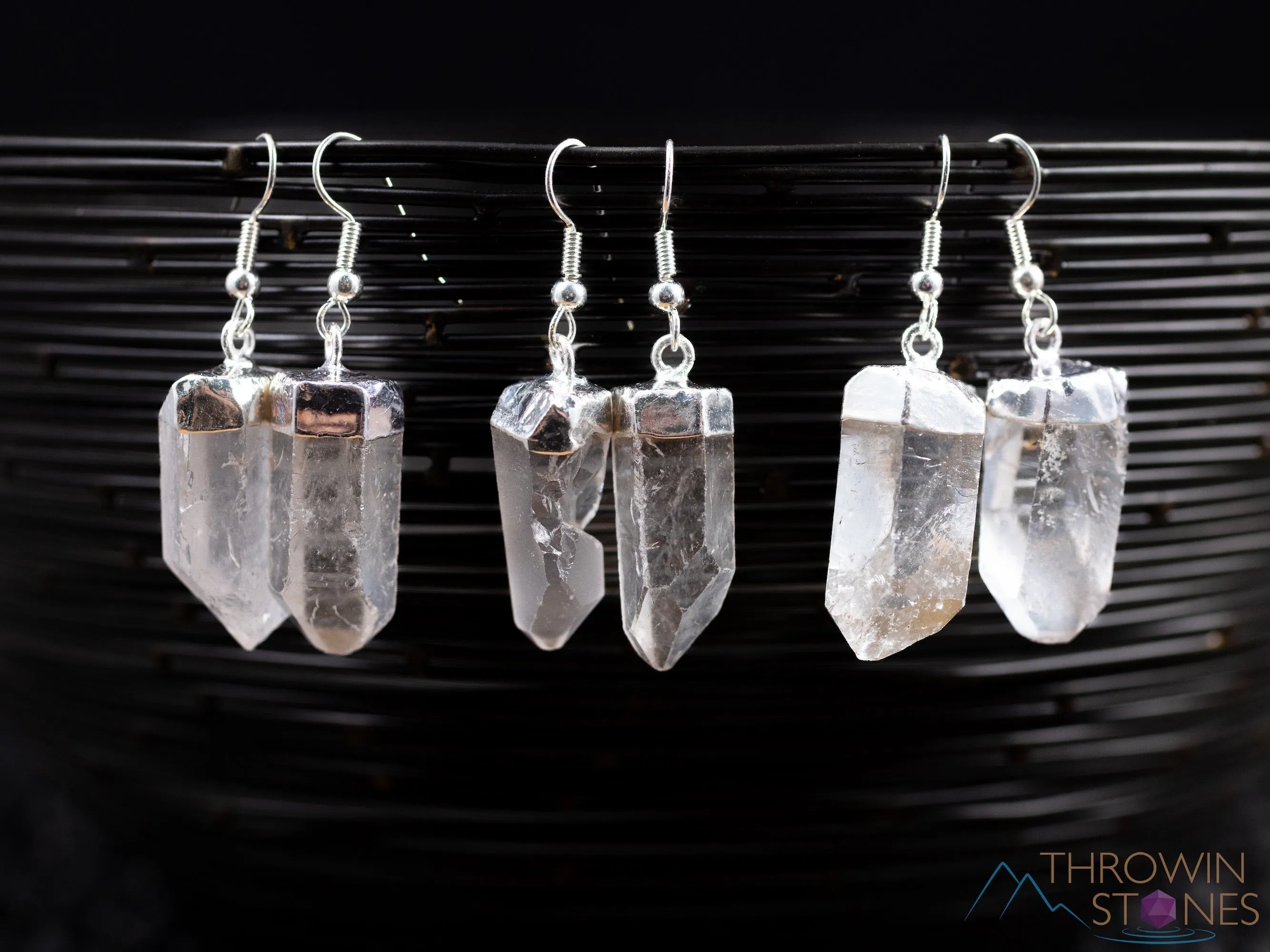 Raw CLEAR QUARTZ Crystal Earrings - Silver - Raw Gemstone Earrings, Dangle Earrings, Handmade Jewelry, E0260
