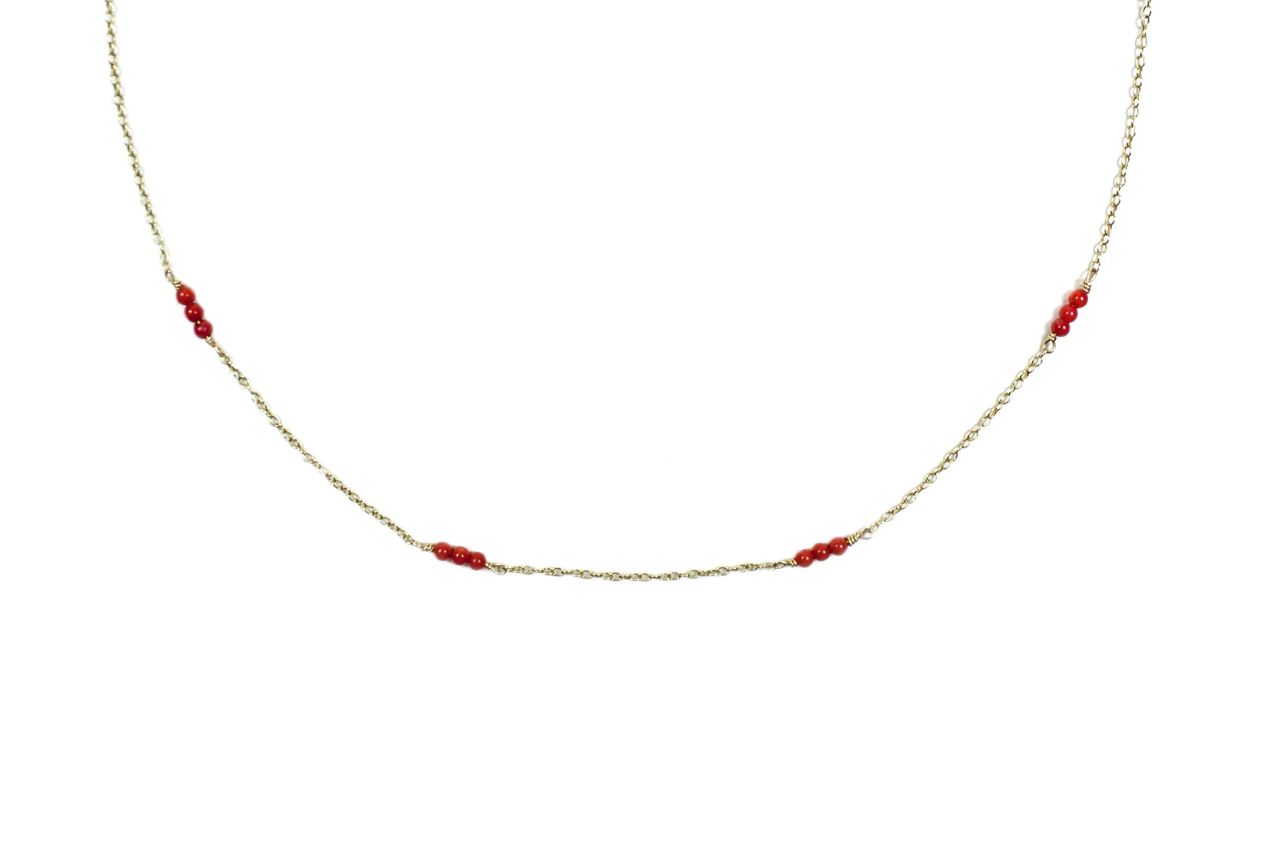 Red Coral Grace Necklace - 9ct Gold