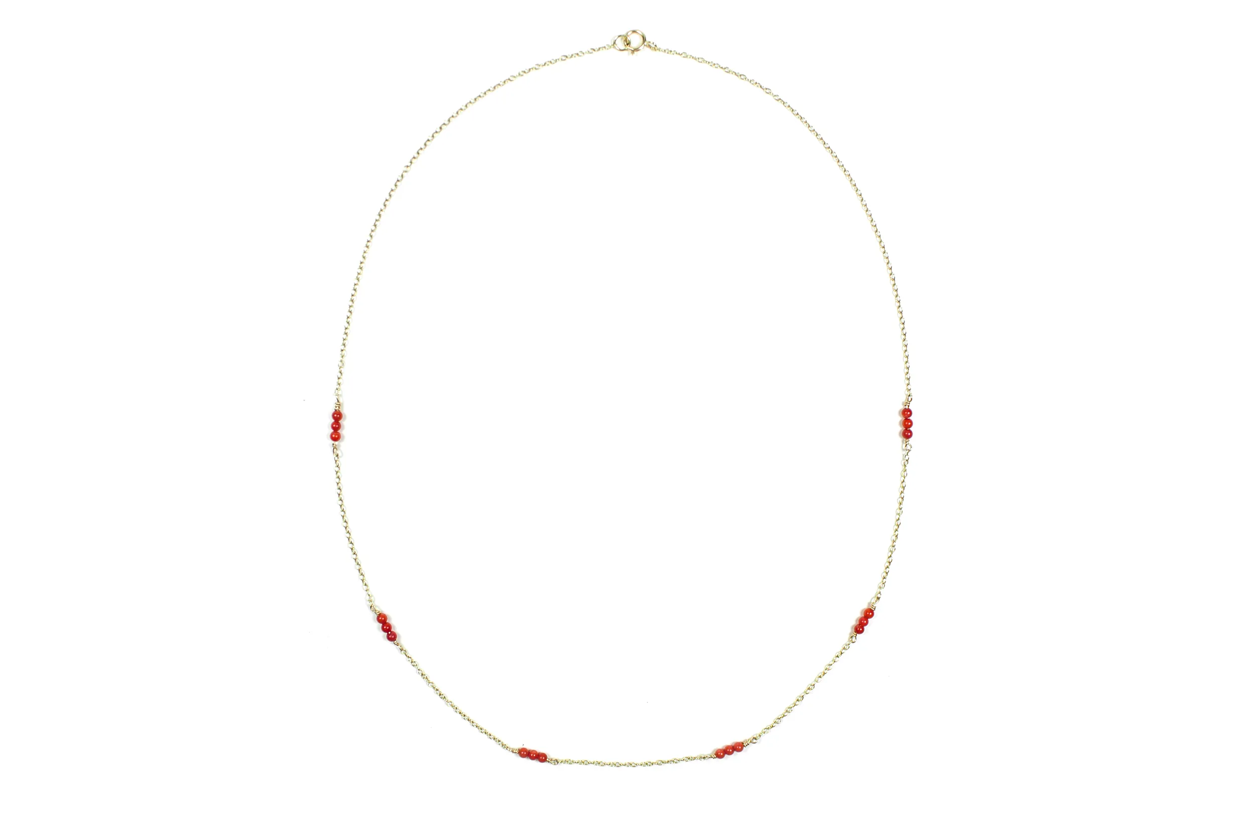 Red Coral Grace Necklace - 9ct Gold
