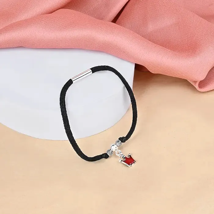 Red Crown Silver Thread Anklet