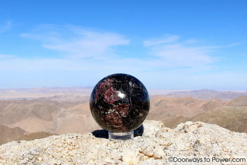 Red Ruby & Black Tourmaline Crystal Sphere 3.8"