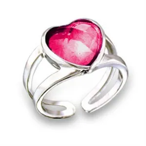 Rhodium Brass Ring with Synthetic Garnet in Ruby for Women Style 411802