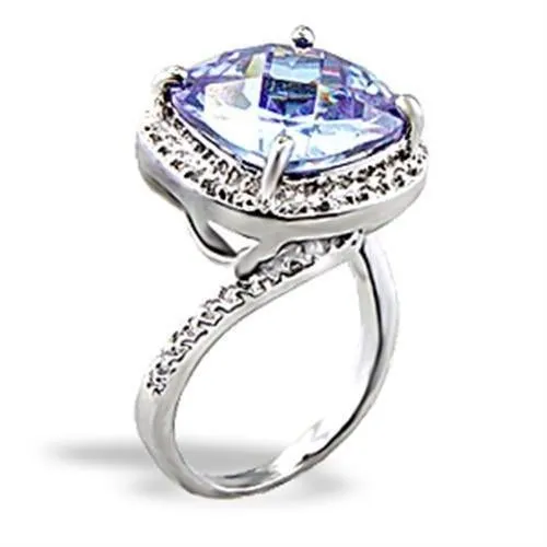 Ring AAA GRD CZ Light Amethyst 5X012 for Women Style Rhodium