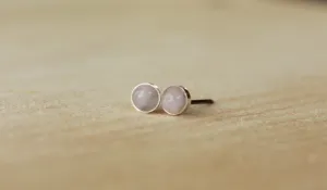 Rose Quartz Bezel Gemstone, Small (Niobium or Titanium Post Earrings)