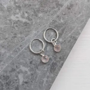 Rose Quartz Micro Hoop Earrings