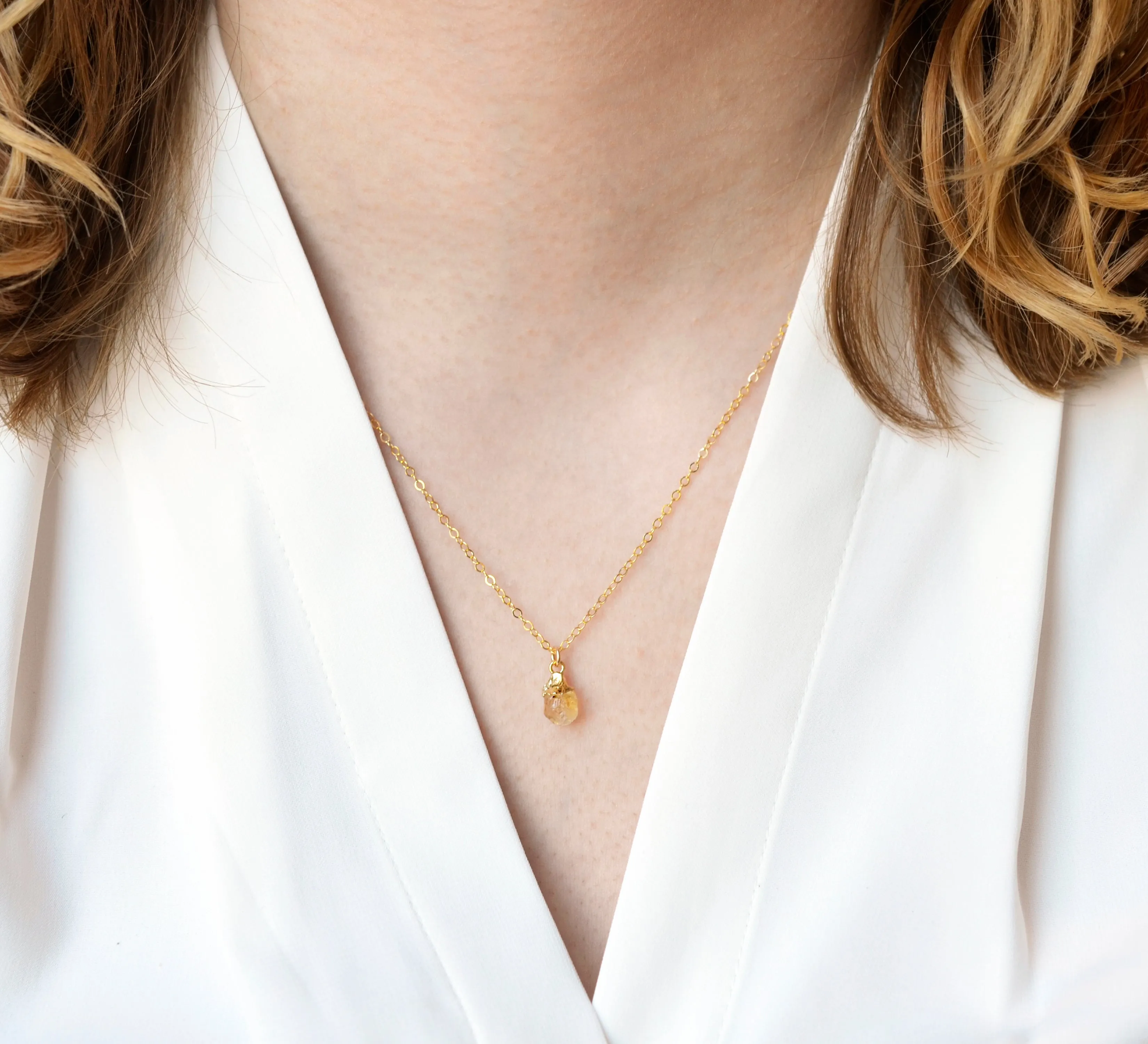 Rough Citrine Crystal Necklace