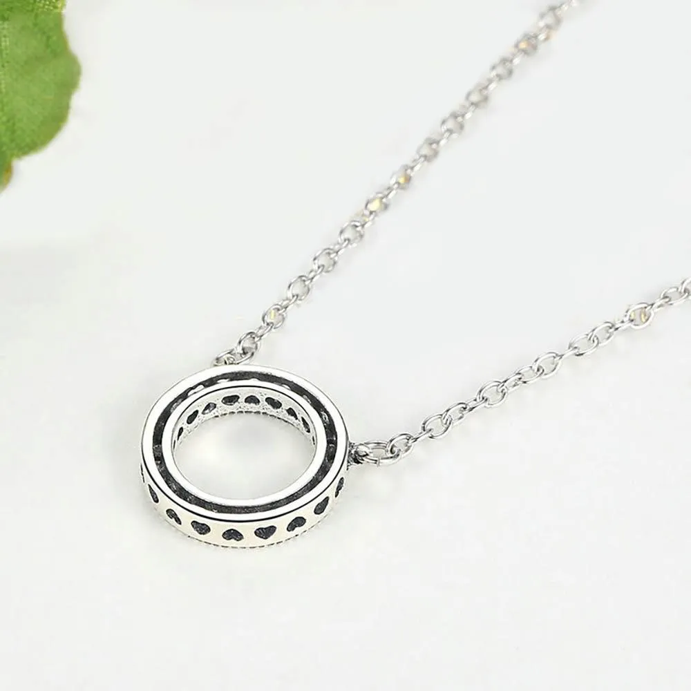 Round Shape Cubic Zircon Pendant With Sterling Silver Necklace