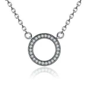 Round Shape Cubic Zircon Pendant With Sterling Silver Necklace