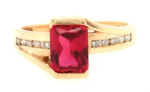 Ruby & Diamond 9ct Yellow Gold Dress Ring