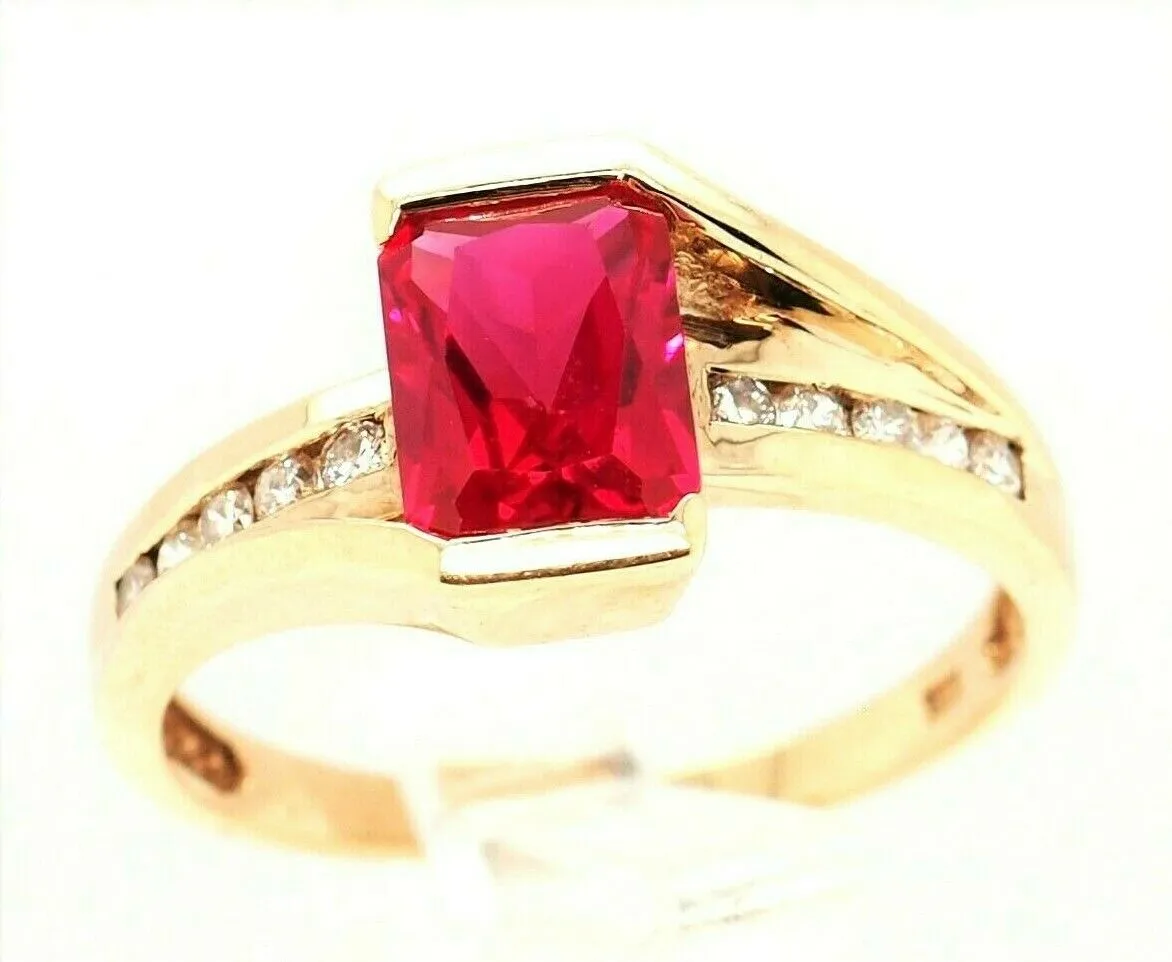 Ruby & Diamond 9ct Yellow Gold Dress Ring