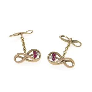 Ruby and Diamond Gold Infinity Cuff Links