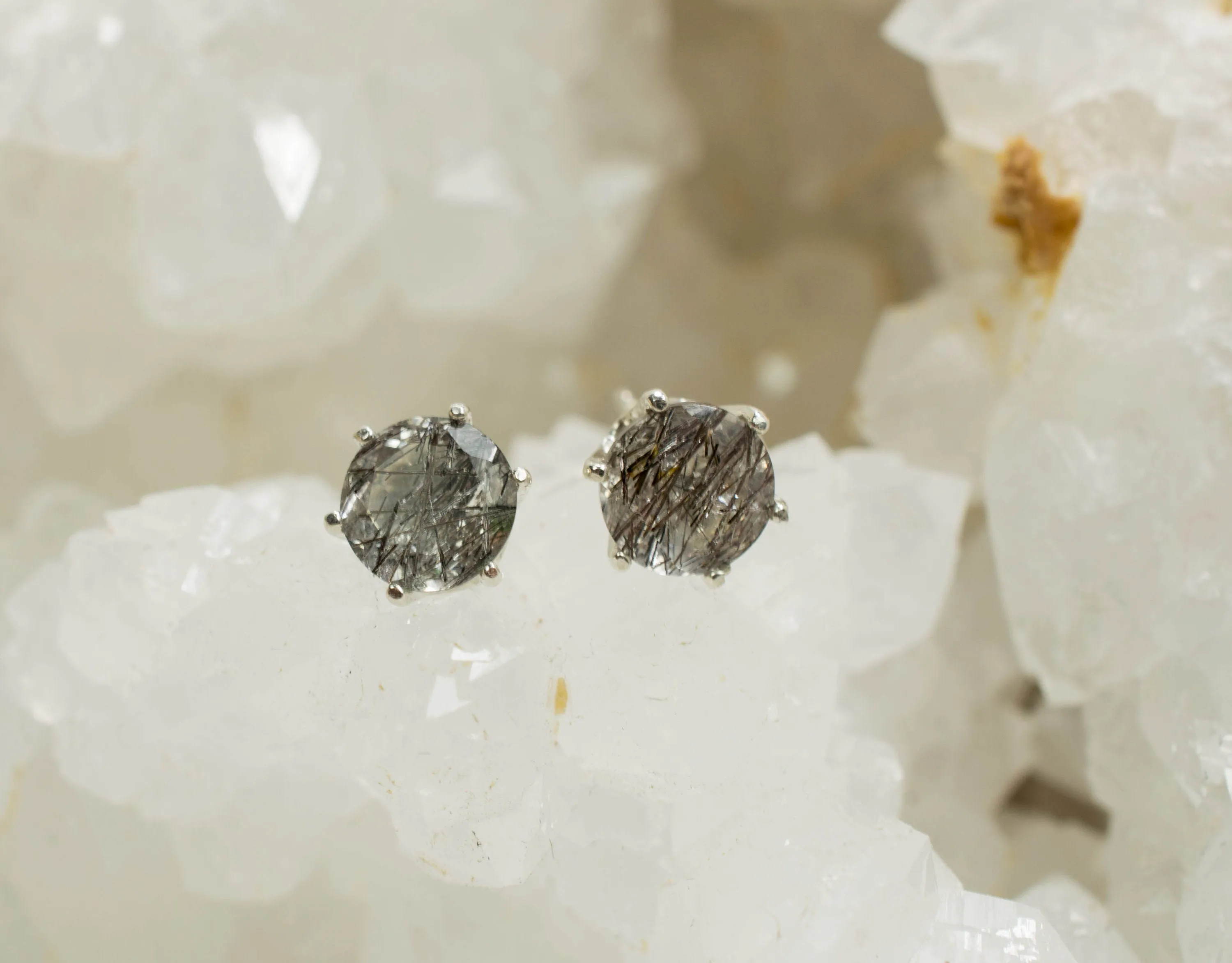 Rutilated Quartz Earrings; Natural Untreated Brazil Quartz