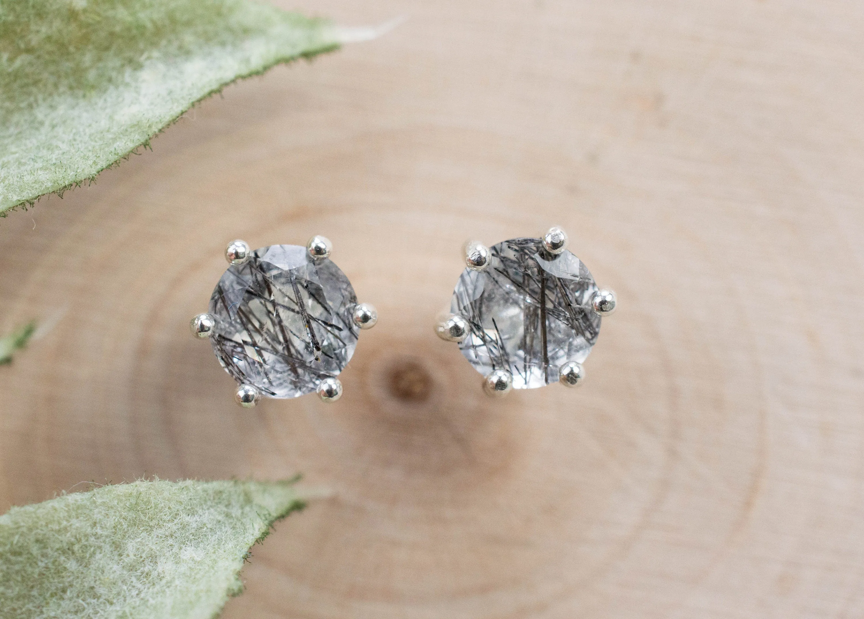 Rutilated Quartz Earrings; Natural Untreated Brazil Quartz