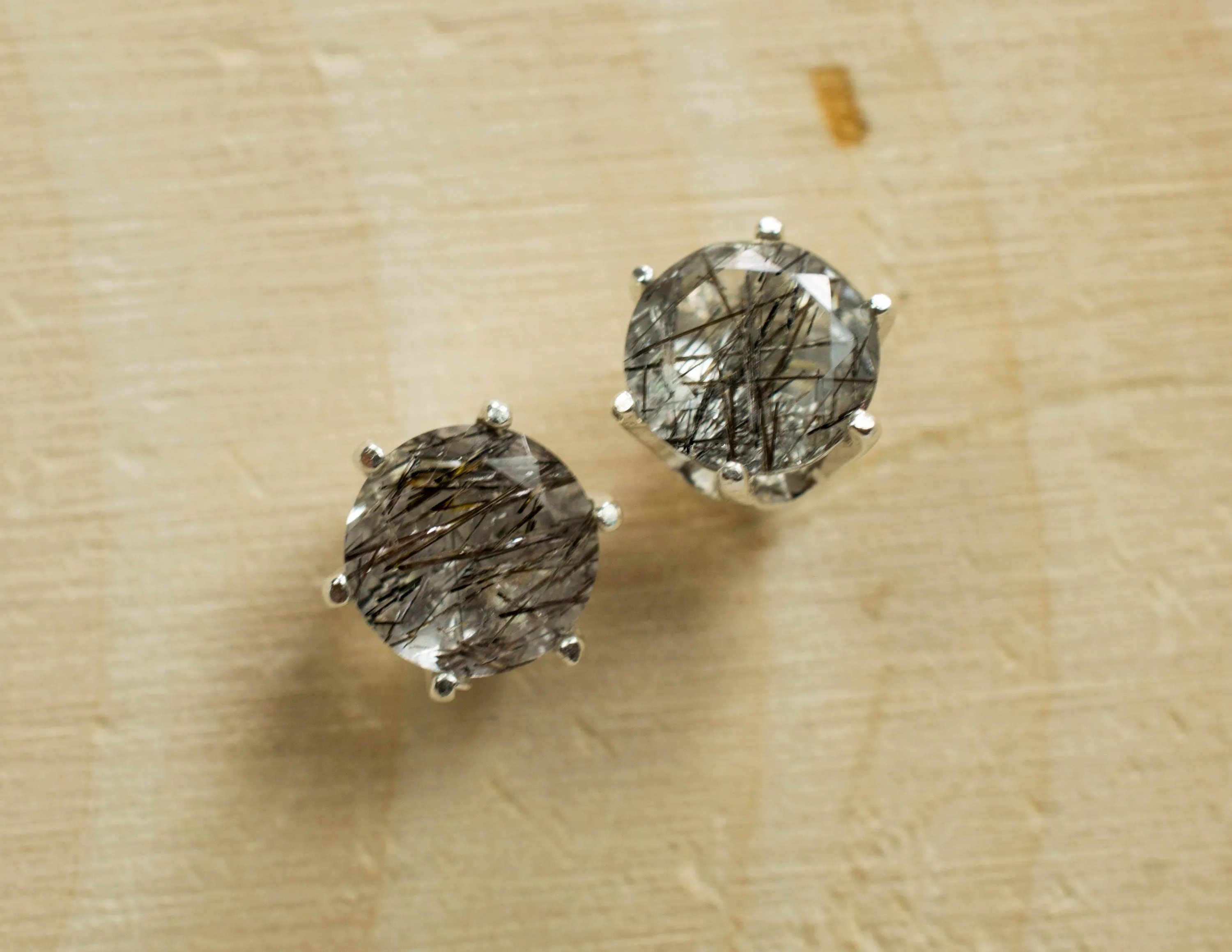 Rutilated Quartz Earrings; Natural Untreated Brazil Quartz