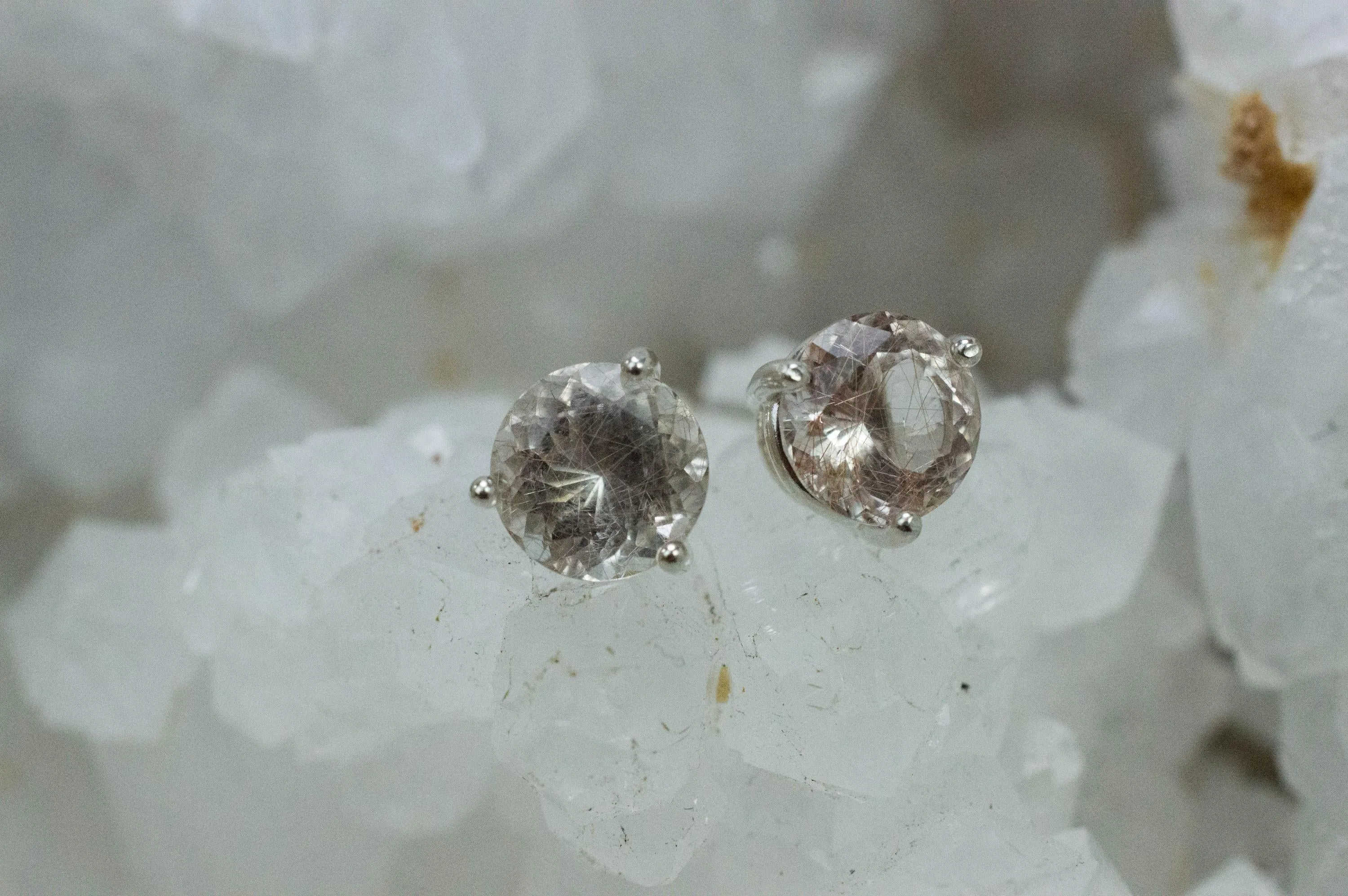 Rutilated Quartz Earrings; Natural Untreated Brazil Rutile Quartz; 2.420cts