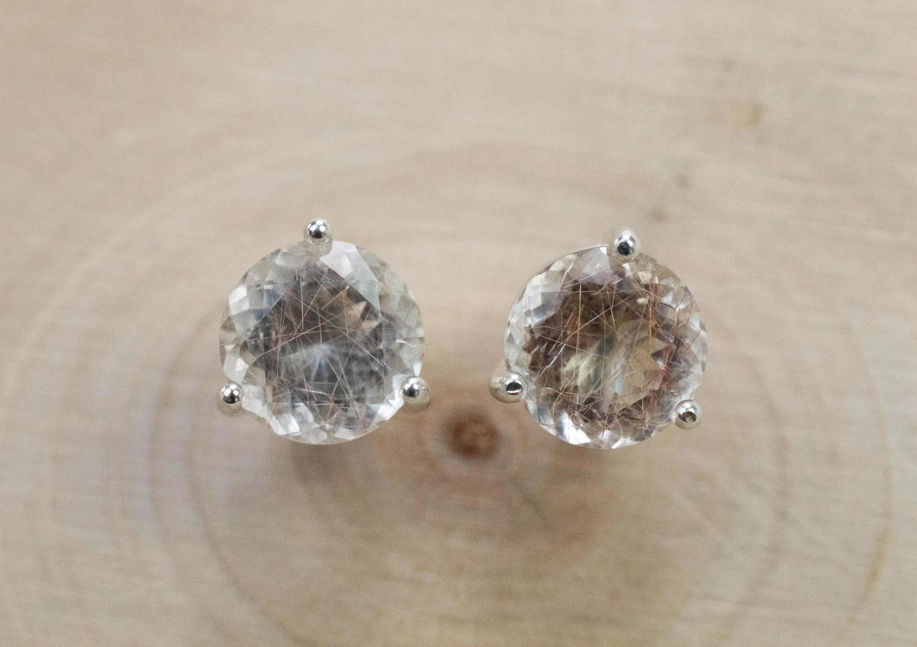 Rutilated Quartz Earrings; Natural Untreated Brazil Rutile Quartz; 2.420cts