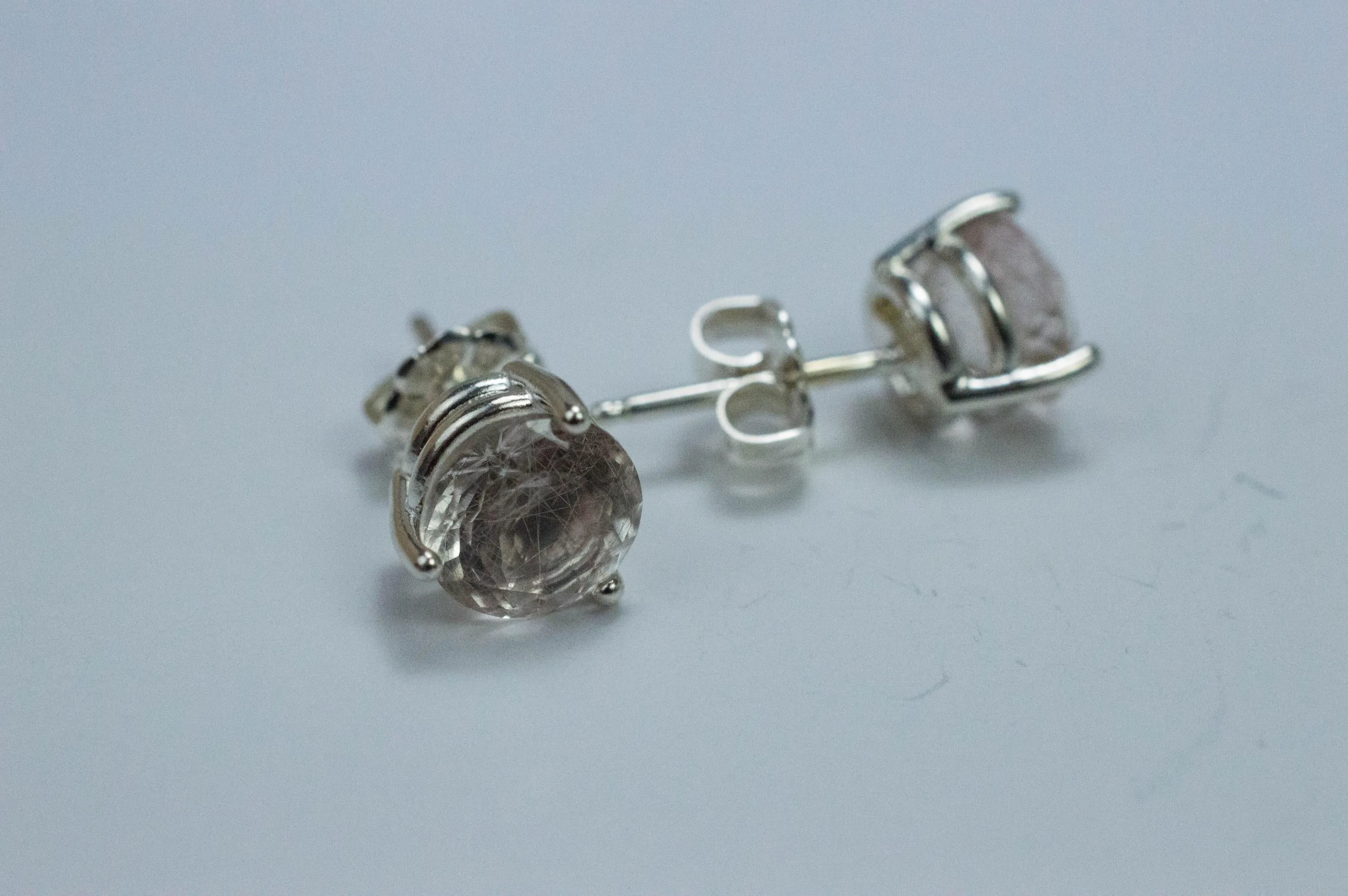 Rutilated Quartz Earrings; Natural Untreated Brazil Rutile Quartz; 2.420cts