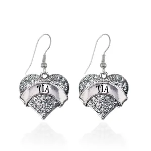 Silver Tía Pave Heart Charm Dangle Earrings