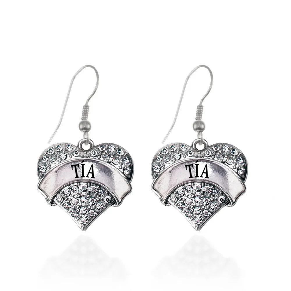 Silver Tía Pave Heart Charm Dangle Earrings