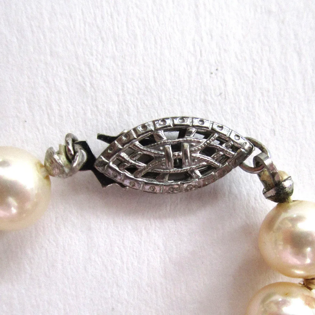 Silver-Tone Faux Pearl and Rhinestone Crown Necklace
