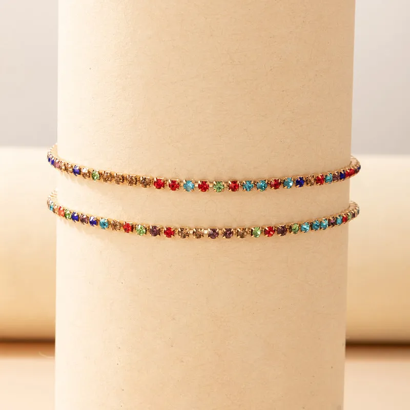Simple Geometric Full Diamond Multi-layer Anklet