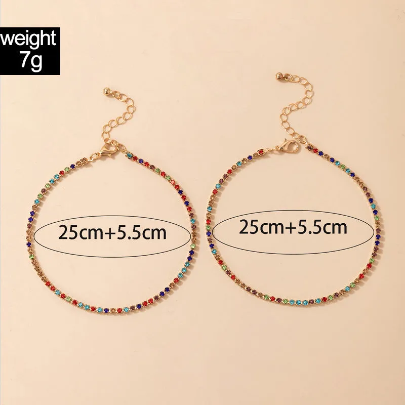 Simple Geometric Full Diamond Multi-layer Anklet