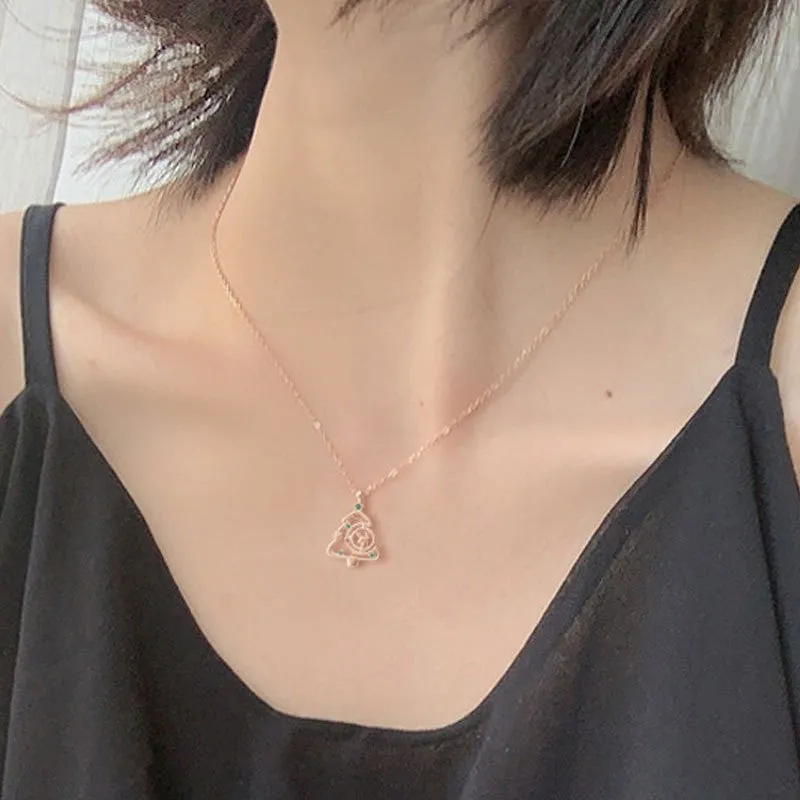 SISSLIA 2024 New Year Jewelry S925 Sterling Silver Necklace Female Wind Sen series Zircon Elk Christmas Tree Necklace