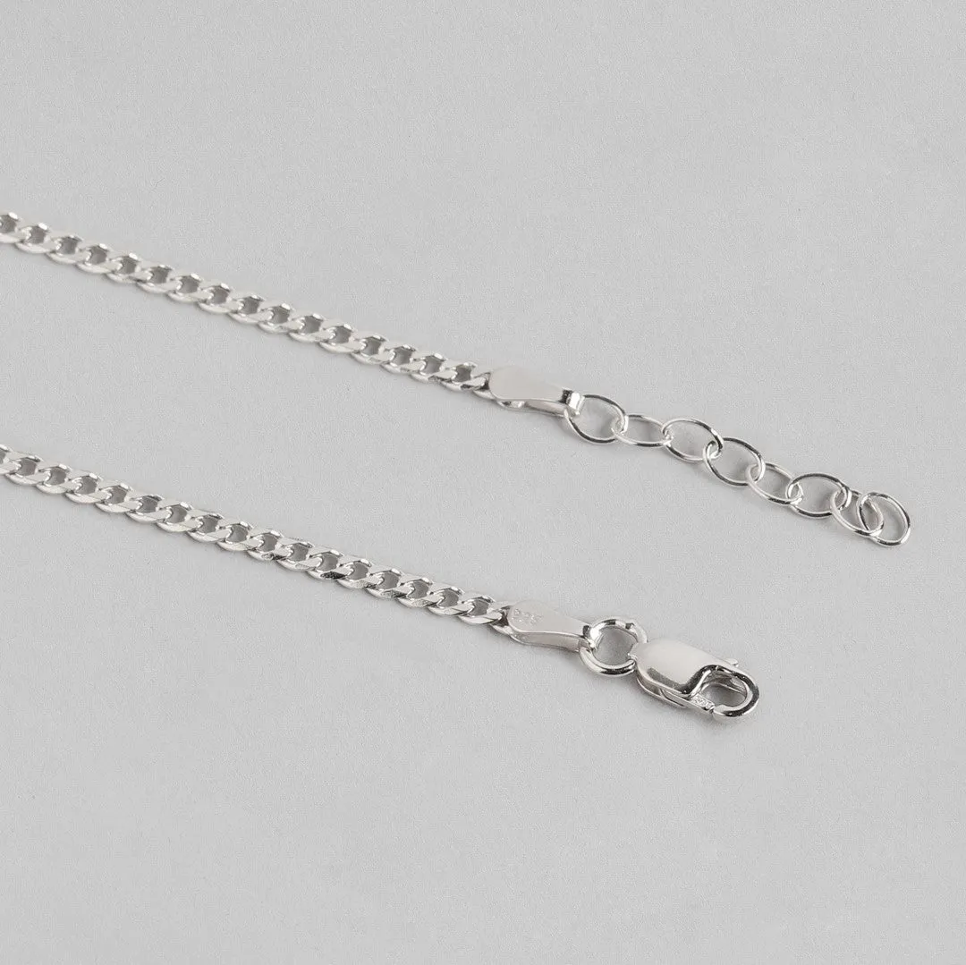 Sleeky Rhodium Plated Link Chain 925 Silver Anklet