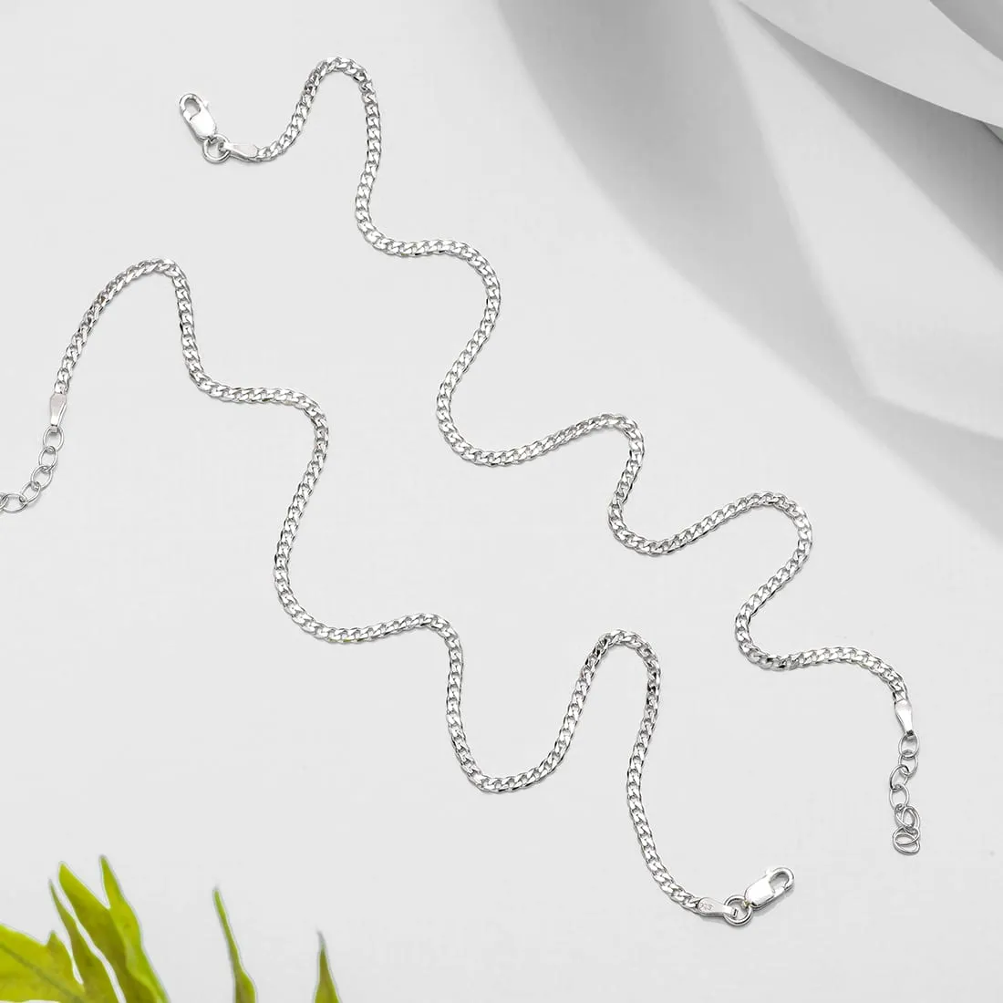 Sleeky Rhodium Plated Link Chain 925 Silver Anklet