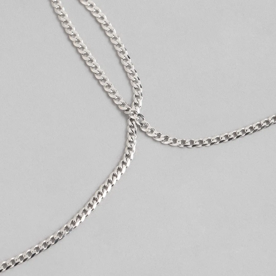 Sleeky Rhodium Plated Link Chain 925 Silver Anklet