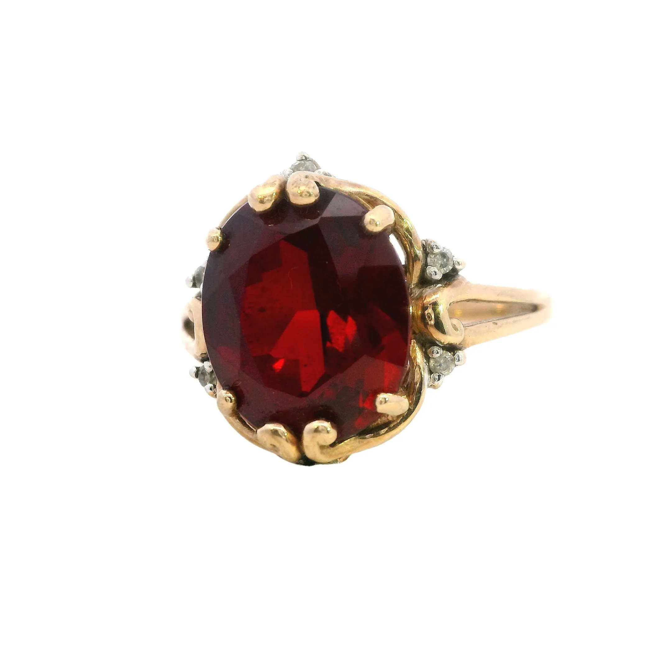 Sophisticated 9ct Yellow Gold Ruby and Diamond Ring