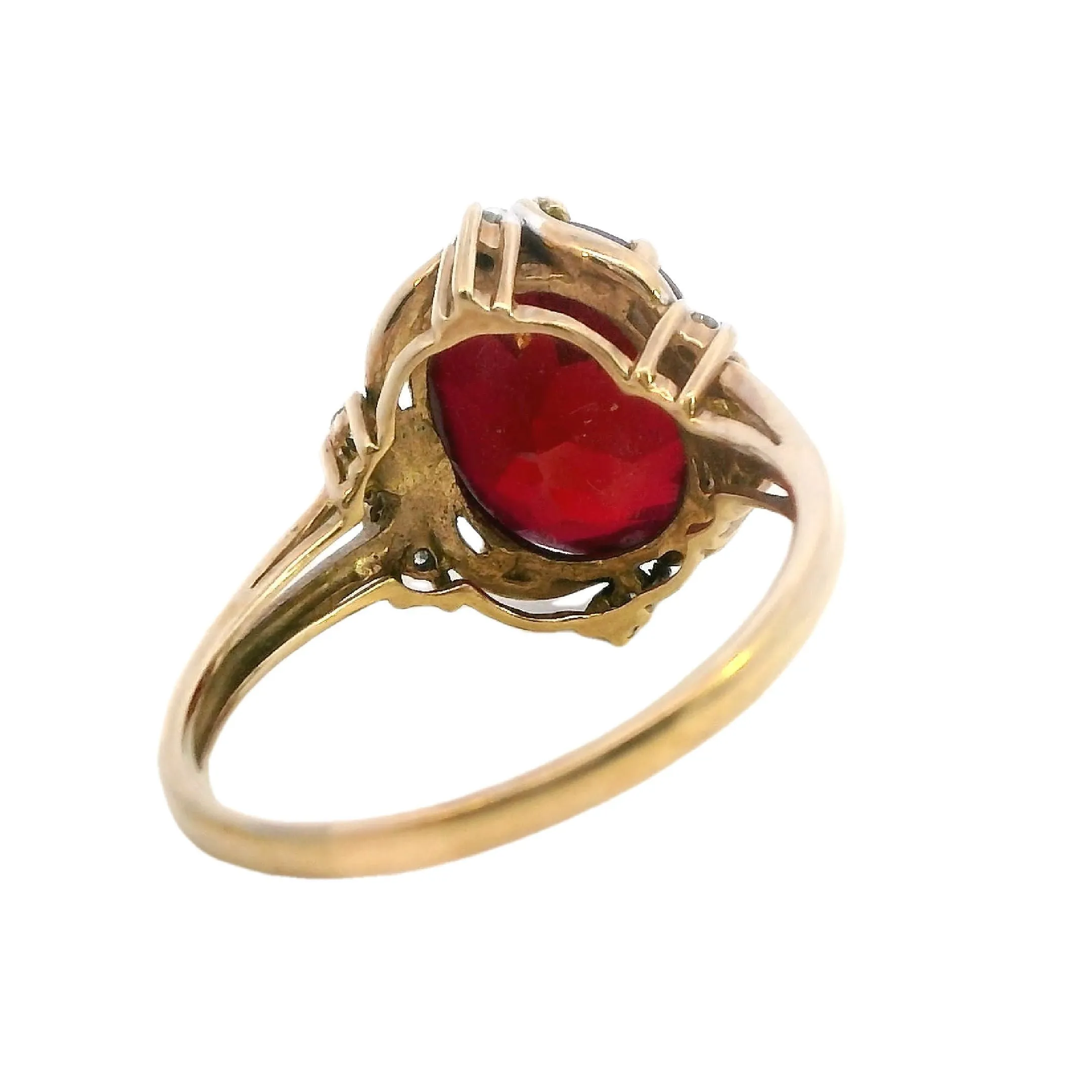 Sophisticated 9ct Yellow Gold Ruby and Diamond Ring