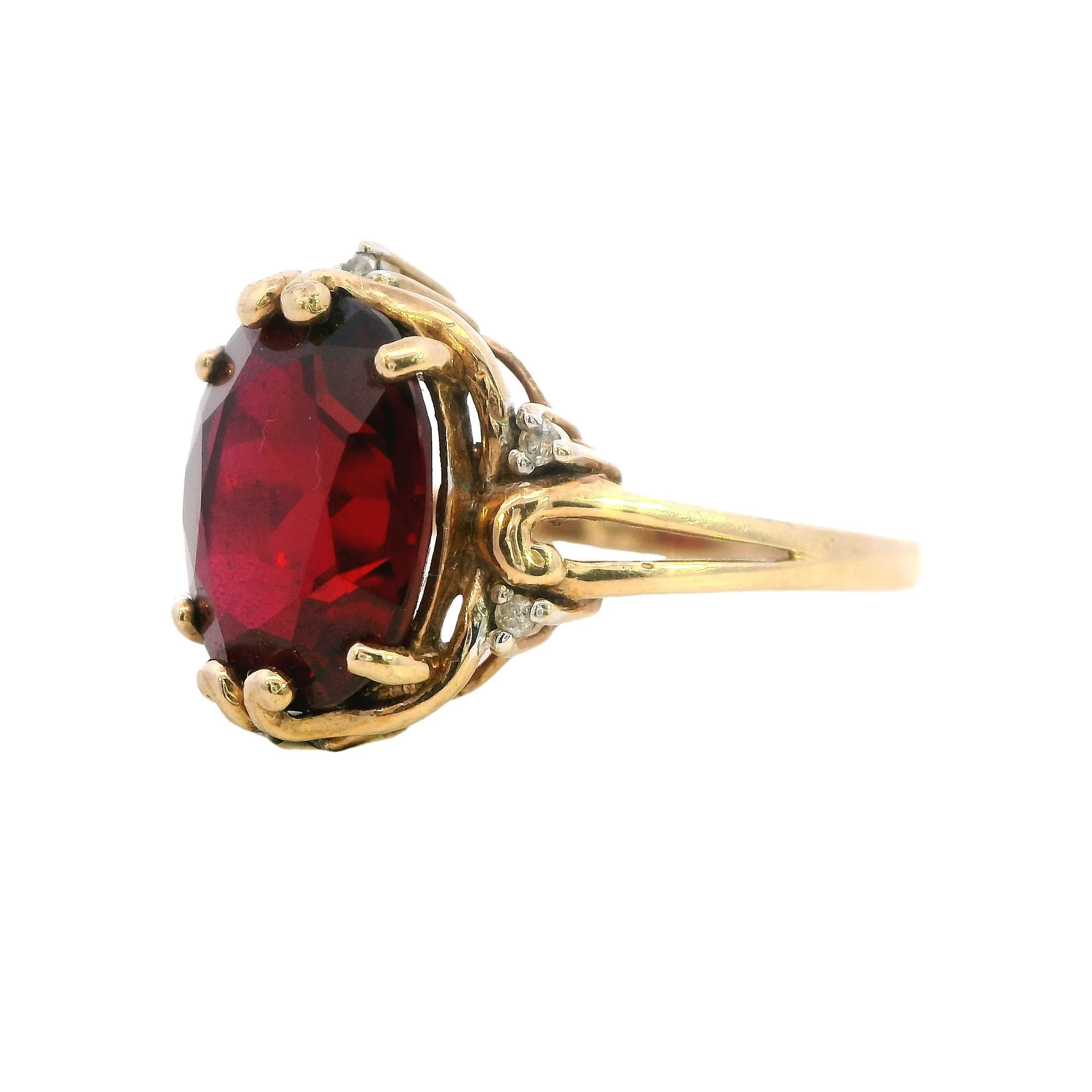 Sophisticated 9ct Yellow Gold Ruby and Diamond Ring