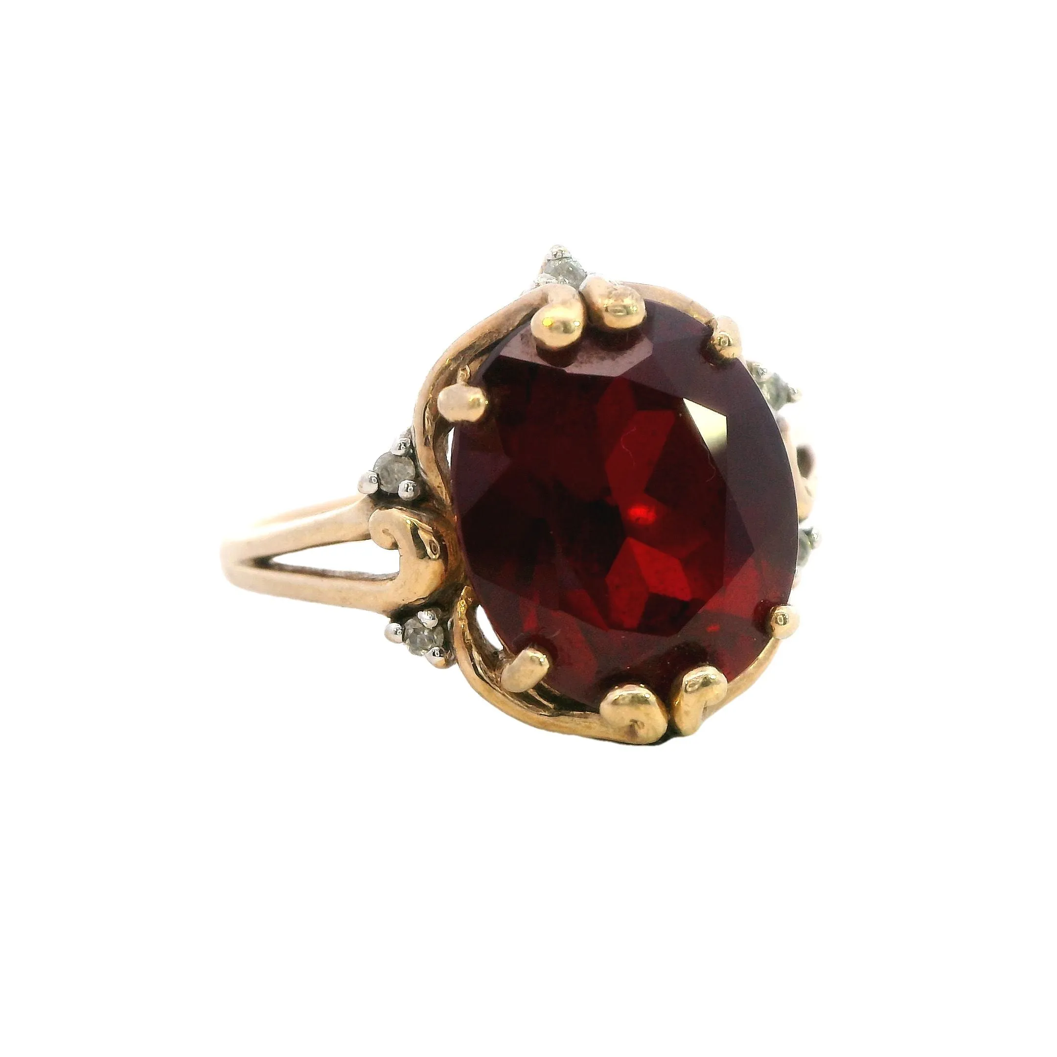 Sophisticated 9ct Yellow Gold Ruby and Diamond Ring