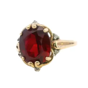Sophisticated 9ct Yellow Gold Ruby and Diamond Ring