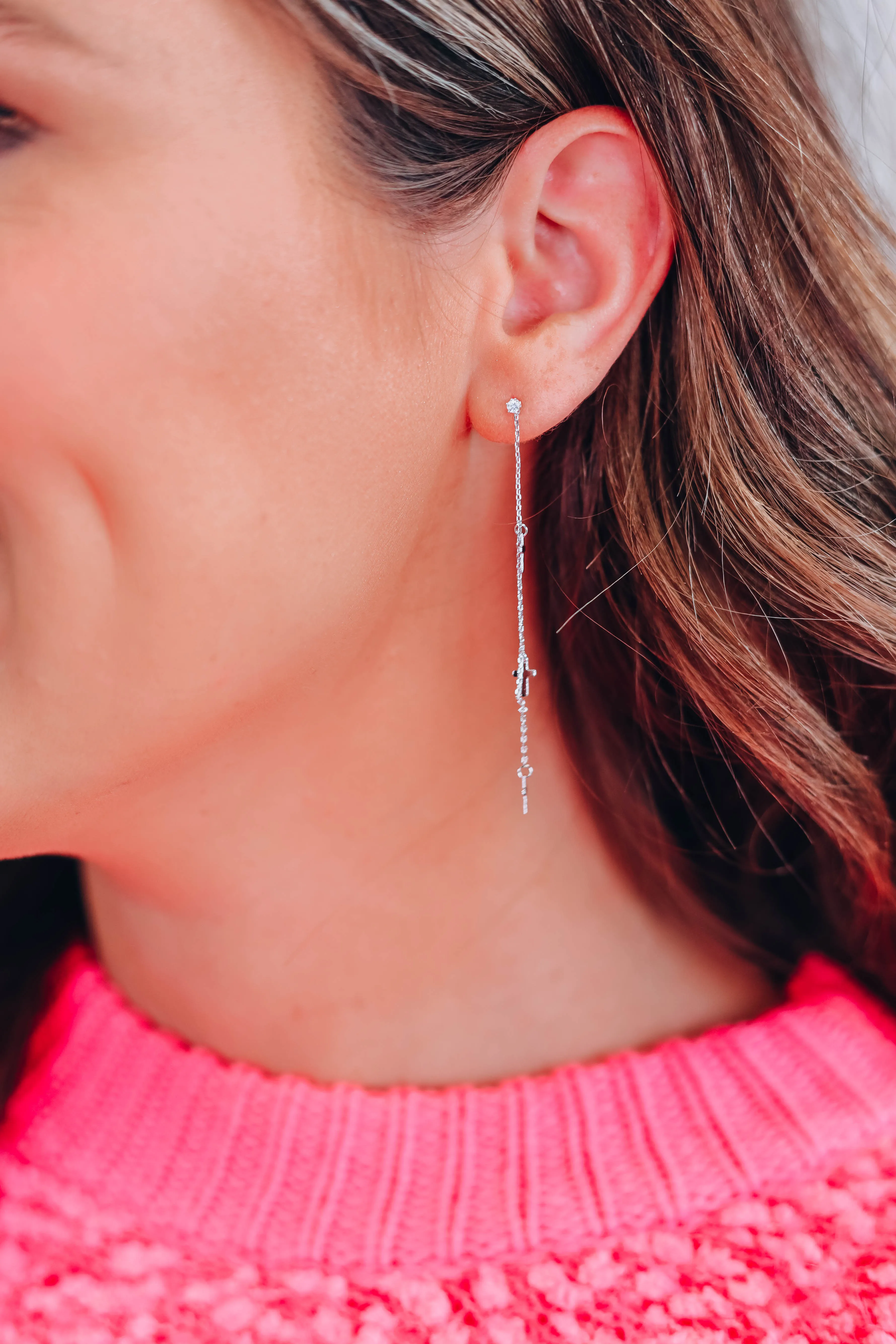 Sorry For You Cross Earrings - Silver