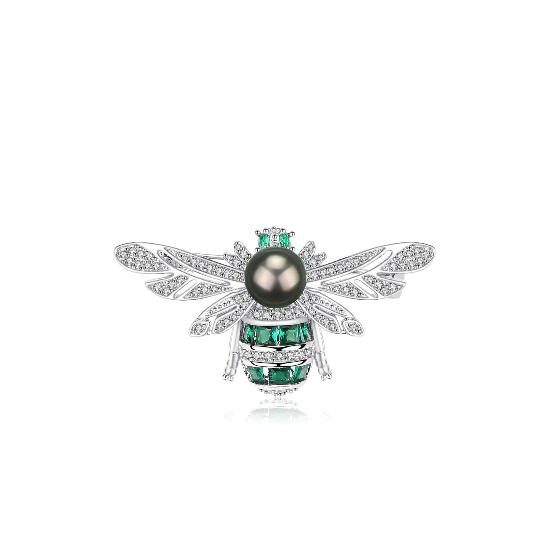 Sparkling Bee Tahitian Pearl & Cubic Zirconia Brooch