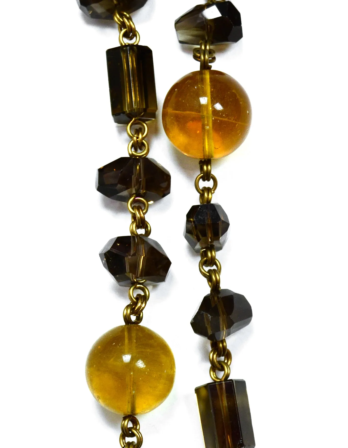 Stephen Dweck Smoky Topaz and Citrine 31" Necklace w/ Antiqued Goldtone Links