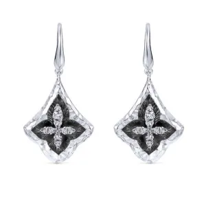 Sterling Silver and White Sapphire Earrings with Black Rhodium