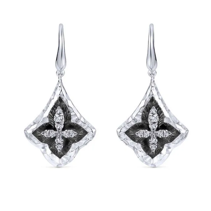 Sterling Silver and White Sapphire Earrings with Black Rhodium