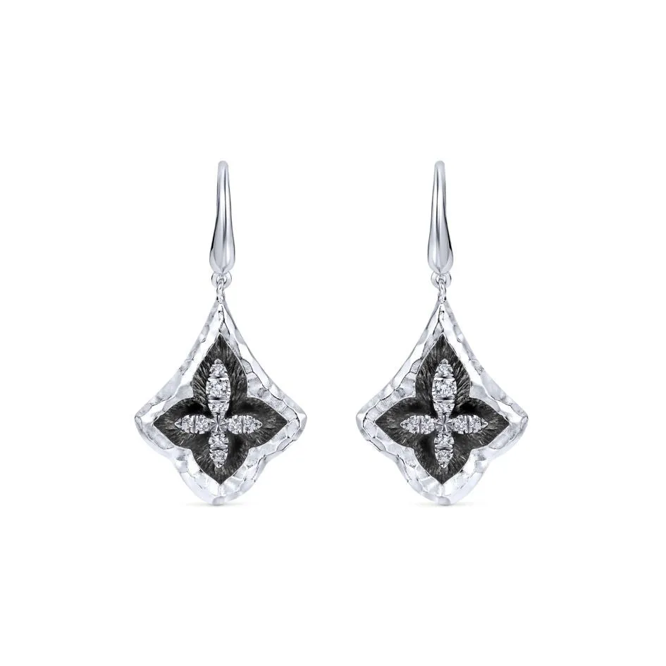 Sterling Silver and White Sapphire Earrings with Black Rhodium