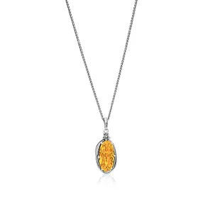 Sterling Silver Citrine CZ Floral Wire Wrap Necklace