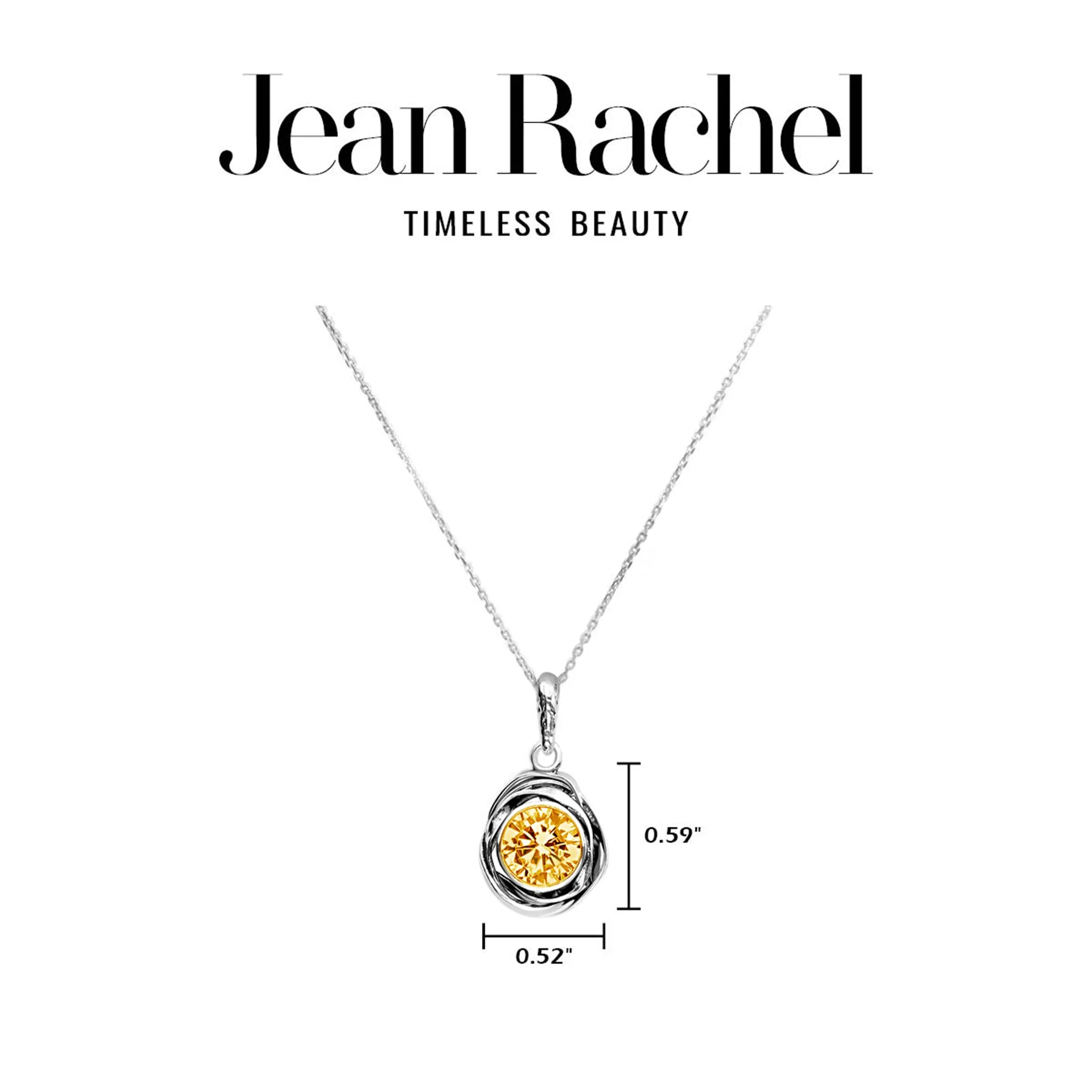 Sterling Silver Citrine CZ Pendant Necklace