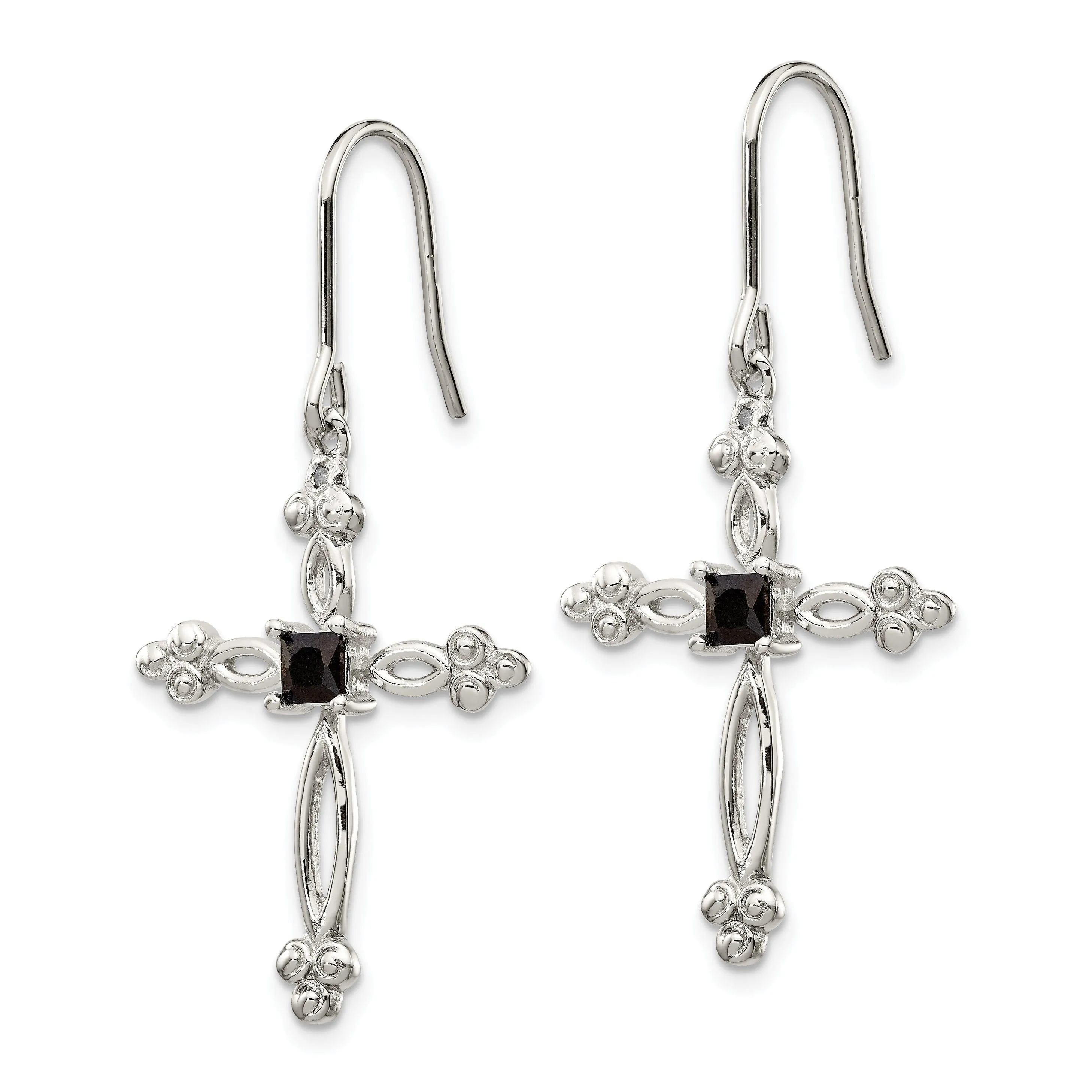 Sterling Silver Diamond Accent C.Z Cross Earrings