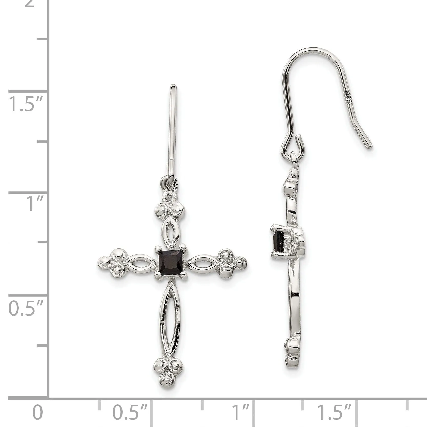 Sterling Silver Diamond Accent C.Z Cross Earrings