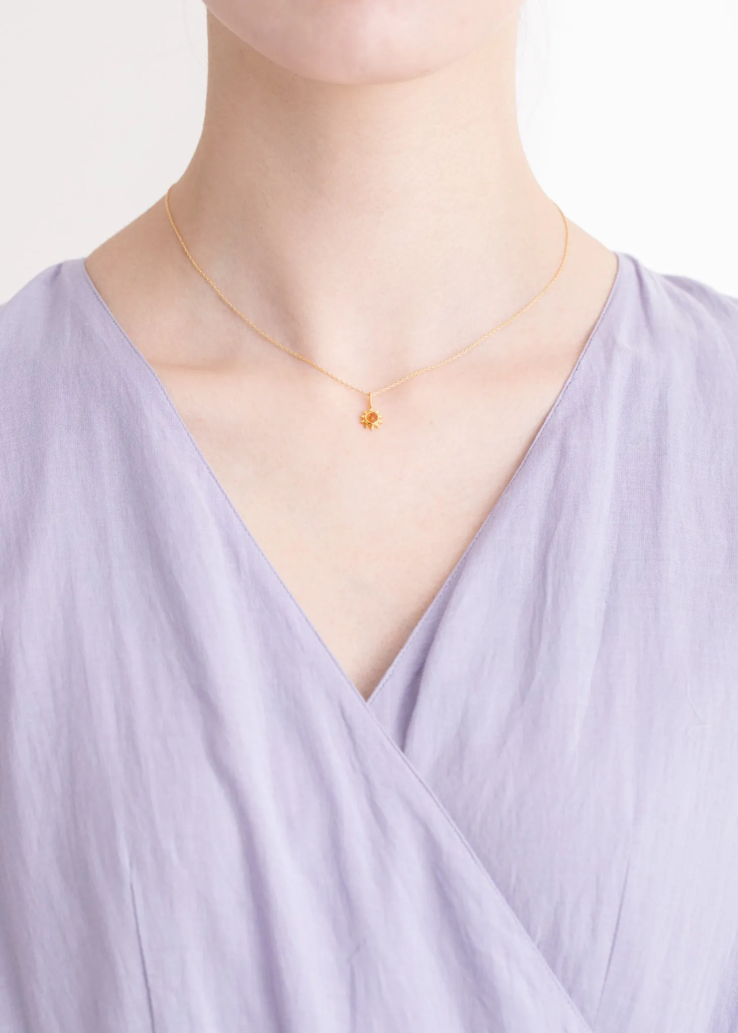 Sun Necklace Charm With Citrine