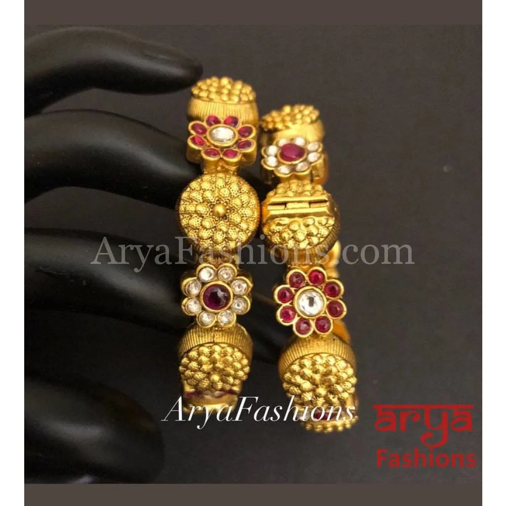 Surali Kundan Kada with Ruby/Emerald/Kundan stones