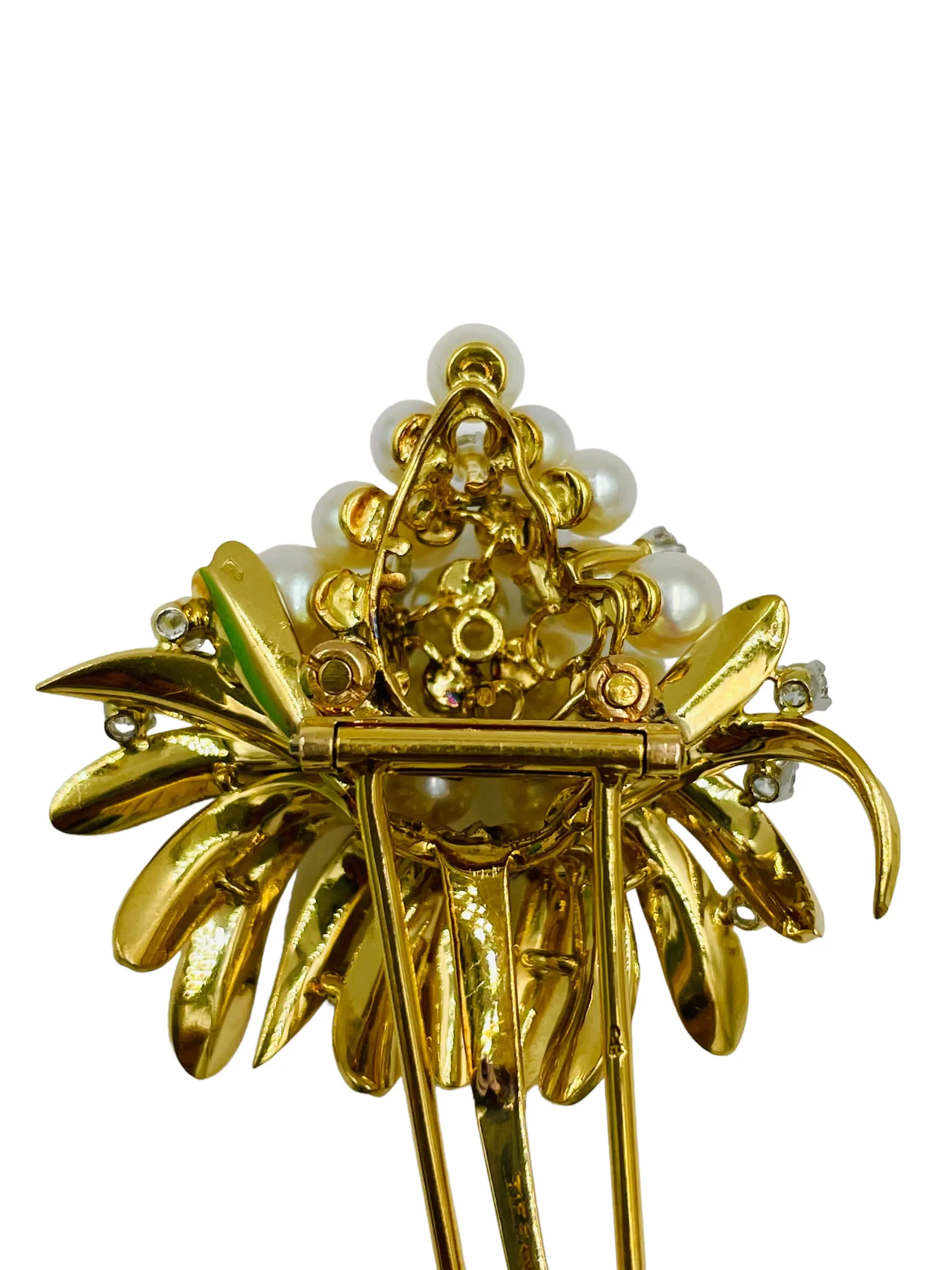 Tiffany Pearl Diamond Yellow Gold Brooch