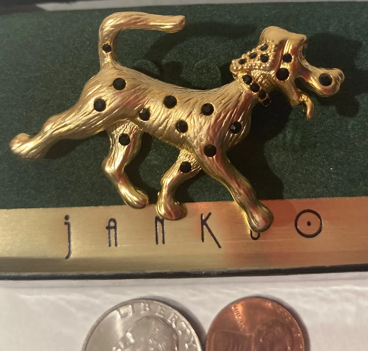 Vintage Brass Brooch, Pen, Dog, Dalmatian, Janku, Windsor, Jewelry, Accessory, Nice, Fun, Quality